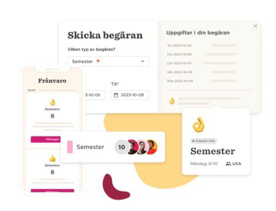 semester request form, mobile and desktop interface with calendar details