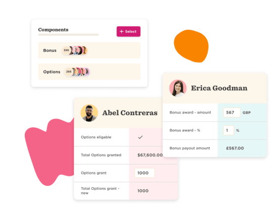 components summary, individual bonus details with user profiles
