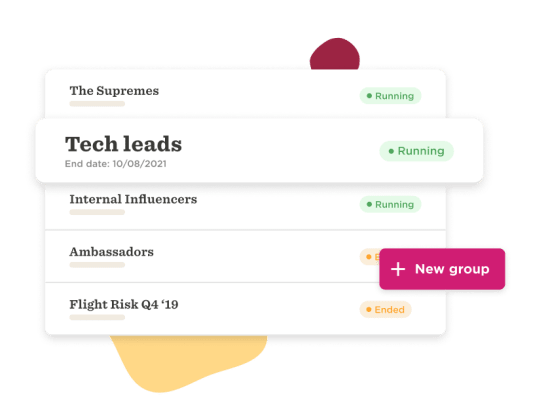 tech leads internal influencers ambassador tasks management, running group status chart design elements illustration