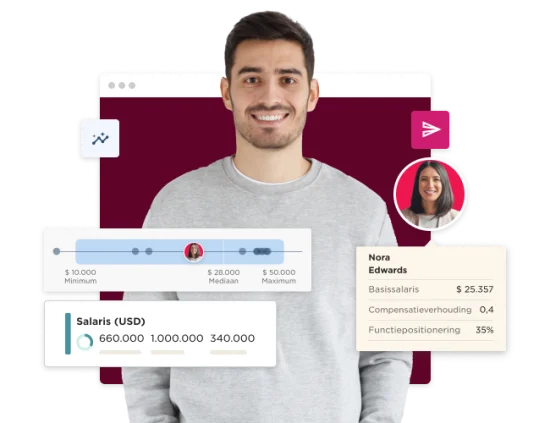 salary data visualization, person with salary-related graphics and profile information in a professional context