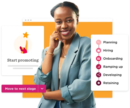 promoting, employee, planning, hiring, onboarding, developing, retaining