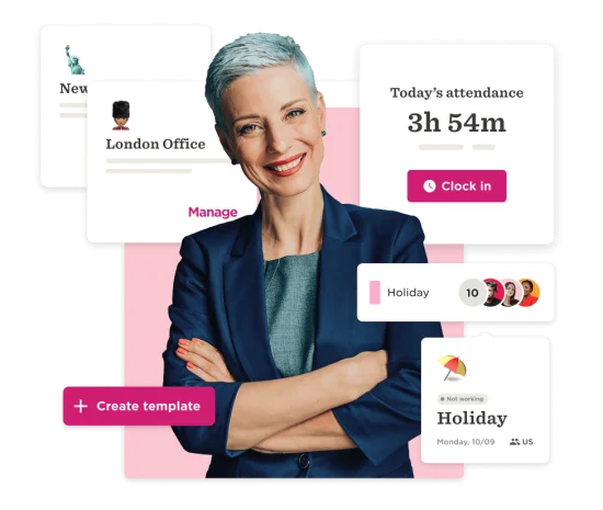 businesswoman, attendance, holiday_management