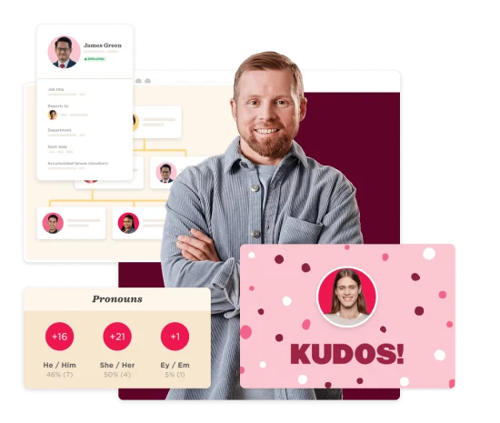 business professional, employee data, pronouns and recognition