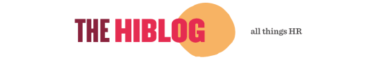 HIBLOG logo with vibrant colors, focusing on HR topics. Features bold text and a circular graphic element. HR, blog logo