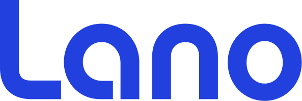 Lano logo in bold, vibrant blue showcasing modern design and branding., modern blue logo, branding design