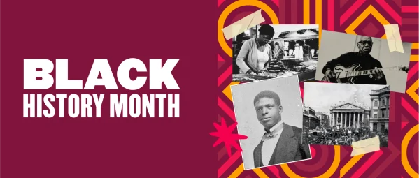 Black History Month celebration with diverse historical images featuring music, culture, and significant figures in history. black-history-month, diverse-historical-images