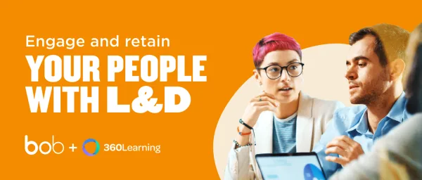 engage-retain-your-people-with-L&D, bob-360learning-collaboration-orange-background