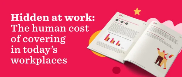 Hidden at work report cover showcasing insights on workplace covering, with colorful charts and engaging design elements. Hidden at work, workplace insights