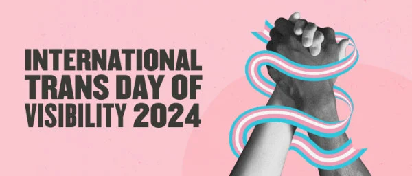 International Trans Day of Visibility 2024 graphic featuring diverse hands clasped, emphasizing unity and support., TransVisibility2024, DiversityAndInclusion