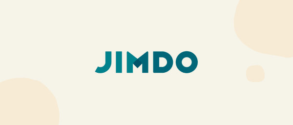 JIMDO logo on a soft cream background with abstract shapes, representing web design and digital branding., Jimdo logo design on a light background, ideal for digital branding.
