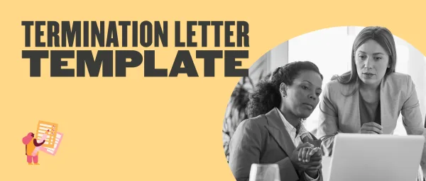 termination letter template, business meeting women discussing document on laptop