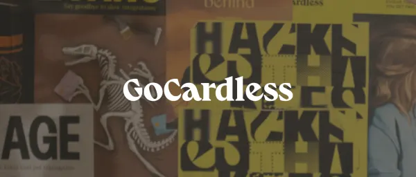 GoCardless branding on a collage of vibrant, engaging graphic elements and textures. Illustrative dinosaur skeleton featured. GoCardless, dinosaur, skeleton, graphicdesign