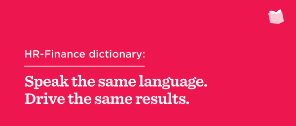HR-Finance dictionary graphic promoting collaboration with the slogan 