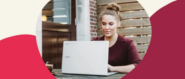 laptop user, outdoor workspace