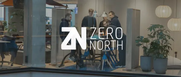 office meeting, modern workspace with plants and pendant lights, featuring team collaboration at Zero North