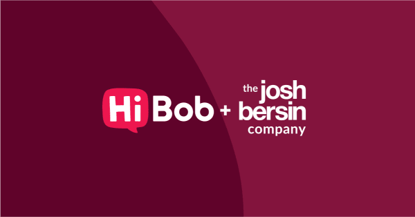Hi Bob logo + the Josh Bersin Company text on a maroon background, representing partnership and branding synergy. , HiBob, JoshBersinCompany