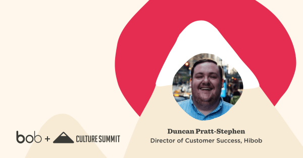 Duncan Pratt-Stephen, Director of Customer Success at Hibob, presented at Culture Summit, with a vibrant backdrop., DuncanPrattStephen, CultureSummit