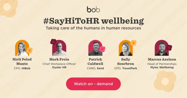 #SayHiToHR wellbeing event featuring HR leaders Nirit, Mark, Patrick, Sally, and Marcus. Watch on-demand for insights. , HRwellbeing, leadershipevent