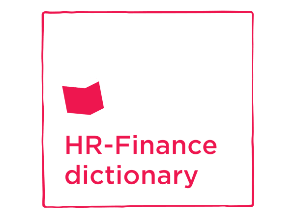 HR-Finance dictionary cover features a book icon and clear, bold text, ideal for finance and HR professionals. Dictionary, HR-Finance