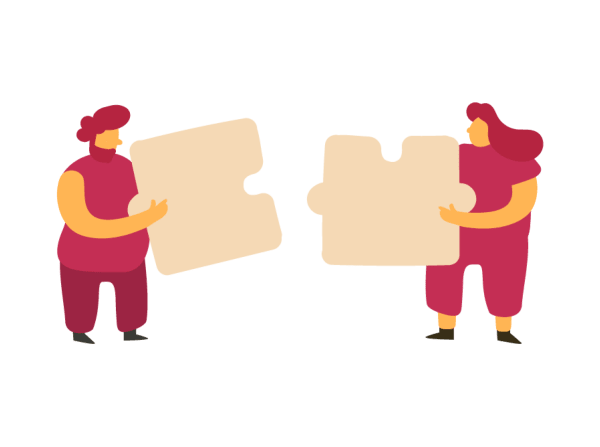 puzzle pieces, collaborative teamwork illustration