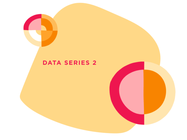 data series 2 on a light yellow background with colorful circular elements in pink, orange, and white., vibrant abstract design with text.