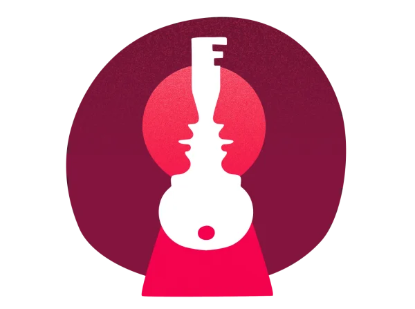 key design silhouette with vibrant gradient backdrop, minimalist illustration emphasizing artistic concepts