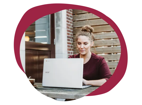 laptop, woman, cafe, wooden_table