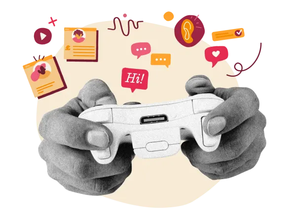 gaming controller, social media elements