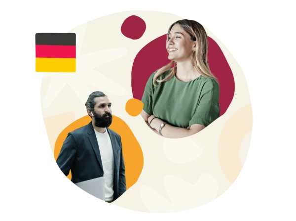 business-people-discussing, Germany-flag-background