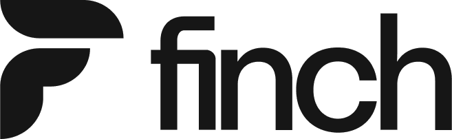 finch logo featuring modern typography and a stylized wing element, minimalistic black design representing innovation