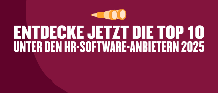 Entdecke die Top 10 HR-Software-Anbieter 2025 mit einem Grafikdesign in kräftigen Farben und modernen Schriftarten., HR-Software, Trends 2025