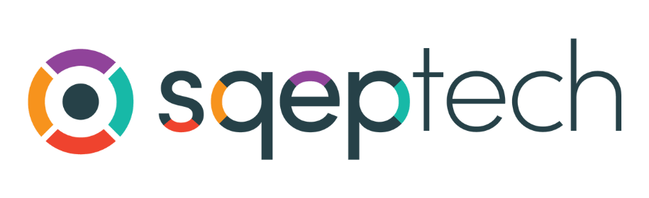 sqeptech logo with vibrant colors, featuring circular design elements that represent innovation and technology, colorful tech branding