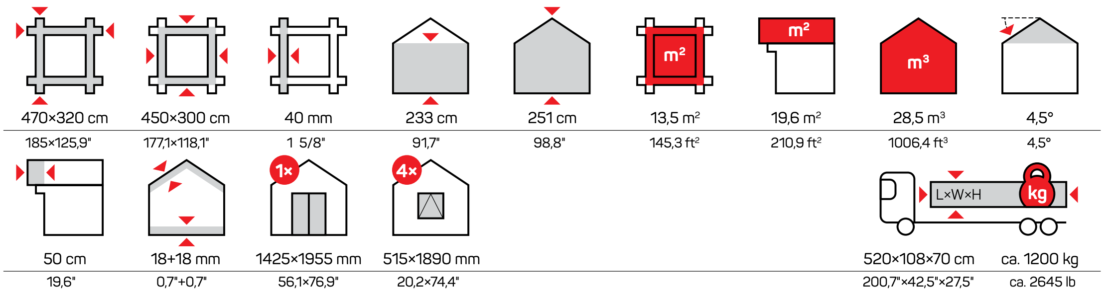 Icons Measurements Okley Garden Houses