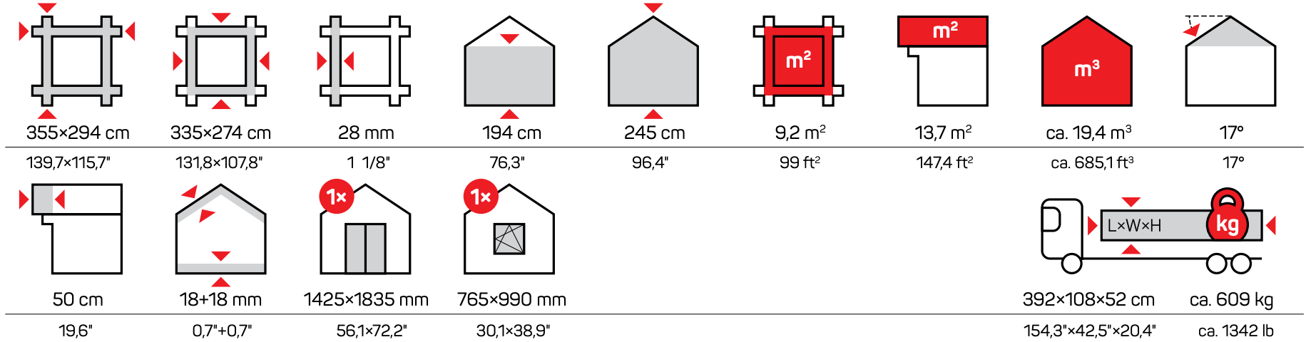 Icons Measurements Alan Garden Houses