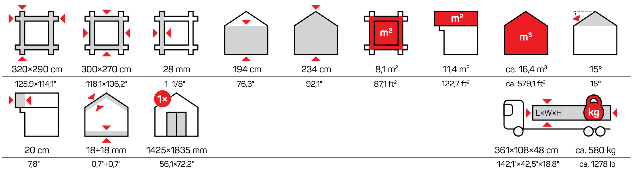 Icons Measurements Brit 2 Garden Houses