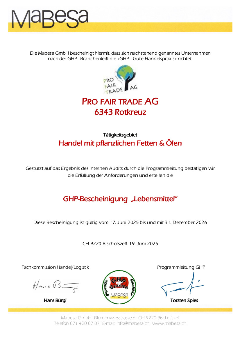2025-Mabesa-Pro Fair Trade AG, GHP-Bescheinigung