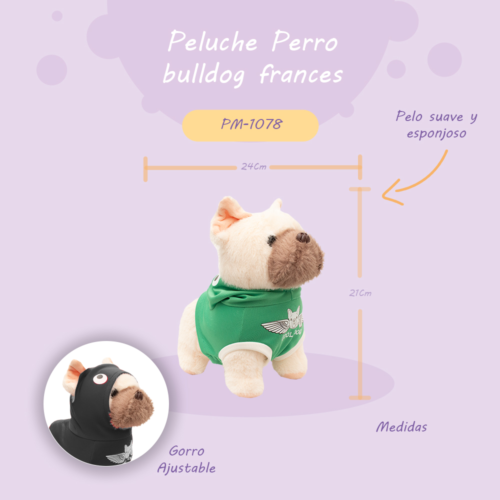 Importadora la Merced Peluches Perrito con Playera y Gorrito 21cm Compañero de Juego y Siesta (Verde).