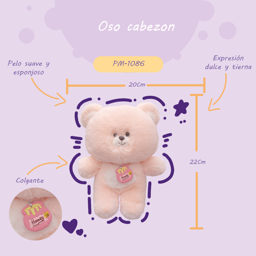 Importadora la Merced Peluches Osito de 22cm Compañero de Juego y Siesta (Rosa).