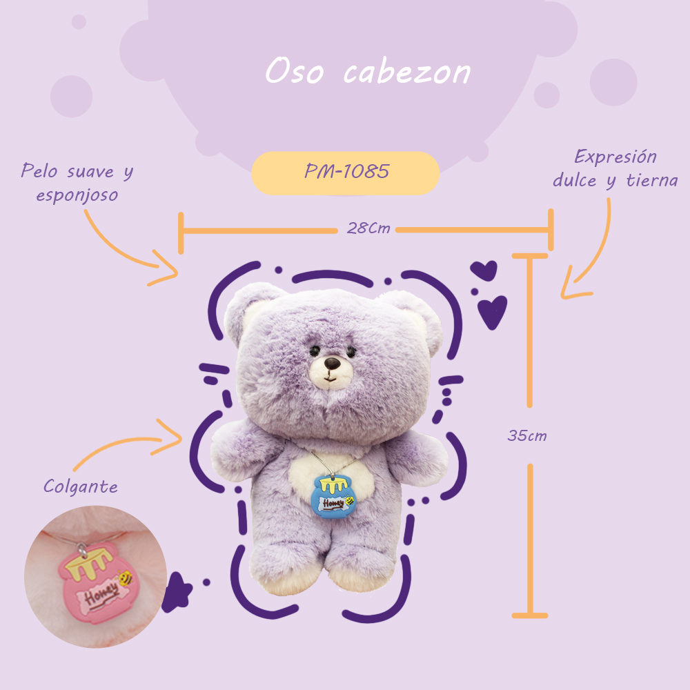 Importadora la Merced Peluches Osito de 35cm Compañero de Juego y Siesta (Lila).