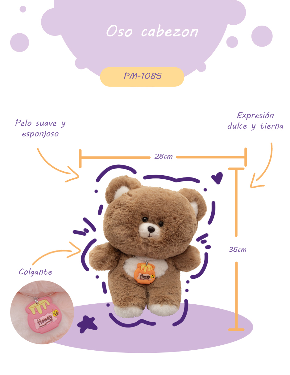 Importadora la Merced Peluches Osito de 35cm Compañero de Juego y Siesta (Cafe).