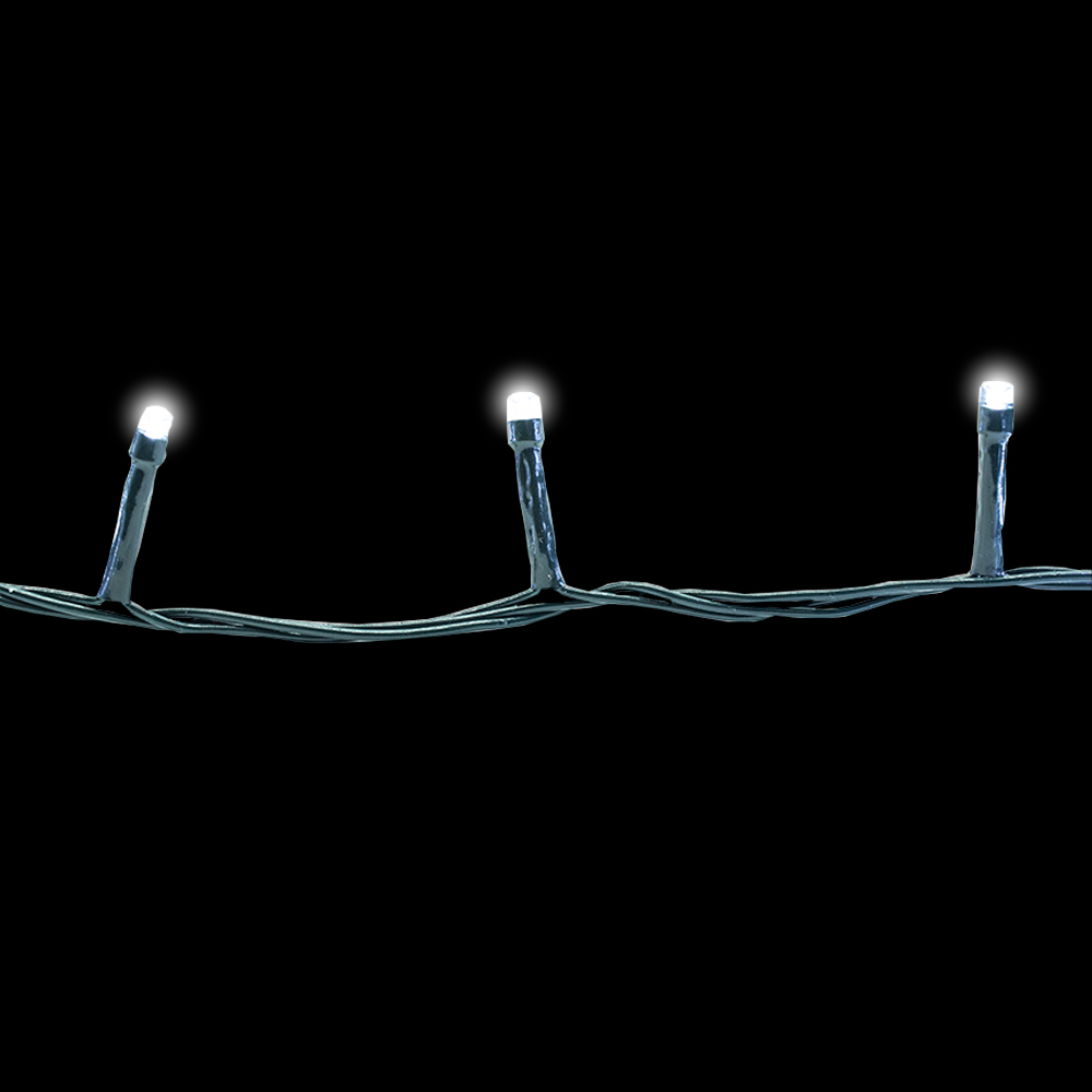 Serie Luces LED Blanca 60 Led, Luz Blanca Cable Verde 8 Funciones 350 cm