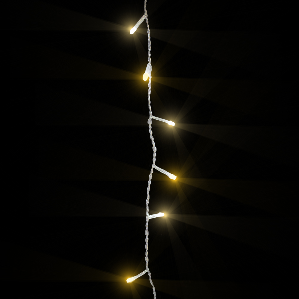 Serie de cortina Luces LED Cálida 300 focos cable Transparente Funciones 650 cm