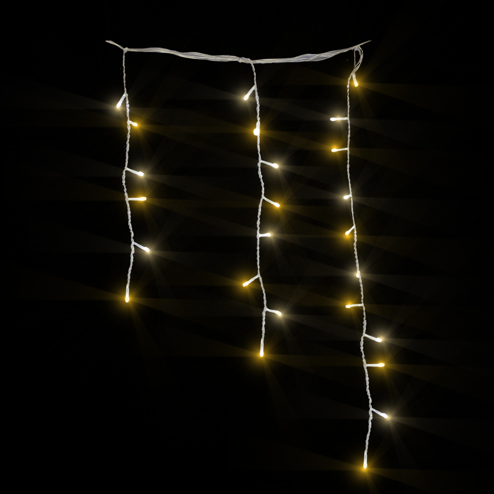 Serie de cortina Luces LED Cálida 300 focos cable Transparente Funciones 650 cm