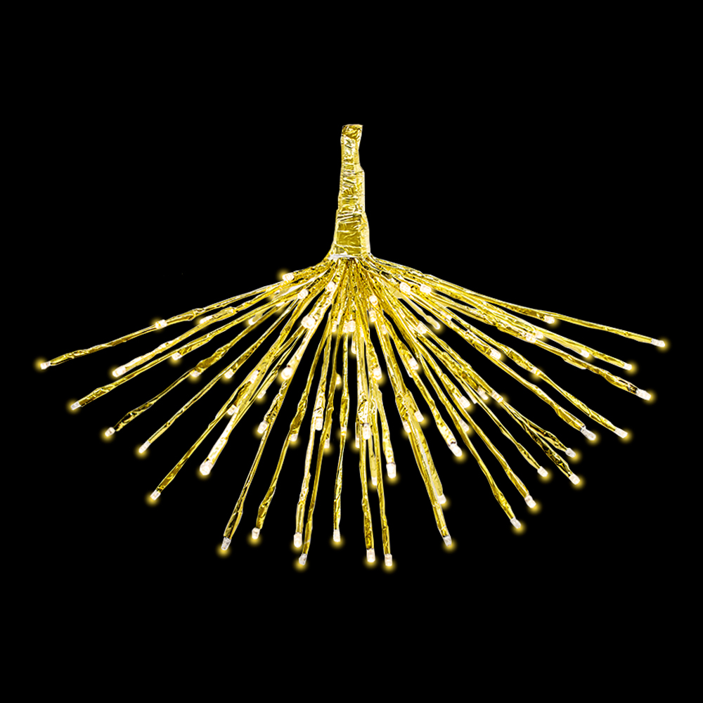 Luz LED de Estrella Navideña de Belén, Cable Transparente 120 leds, Luz Calida Bola Explosiva dorada