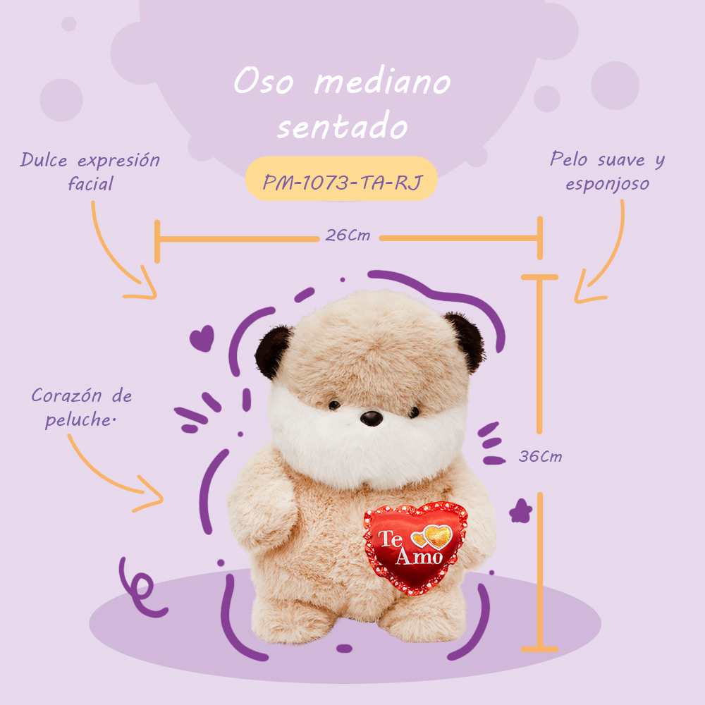Hermoso Muñeco de Oso con Corazon Hechos a Mano de 36cm, Regalo de San Valentin, 14 de Febrero Te amo Rojo