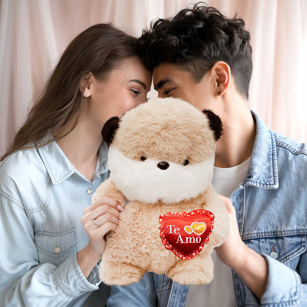 Hermoso Muñeco de Oso con Corazon Hechos a Mano de 36cm, Regalo de San Valentin, 14 de Febrero Te amo Rojo