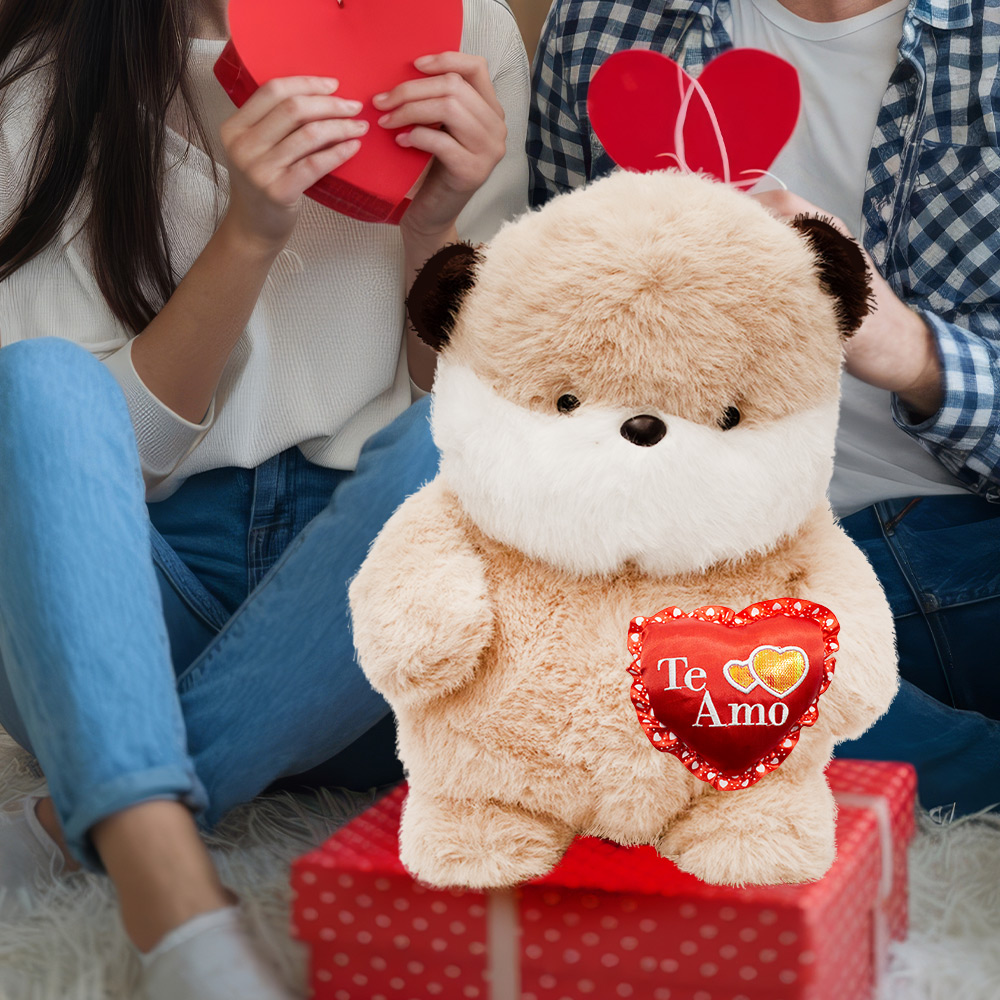 Hermoso Muñeco de Oso con Corazon Hechos a Mano de 36cm, Regalo de San Valentin, 14 de Febrero Te amo Rojo