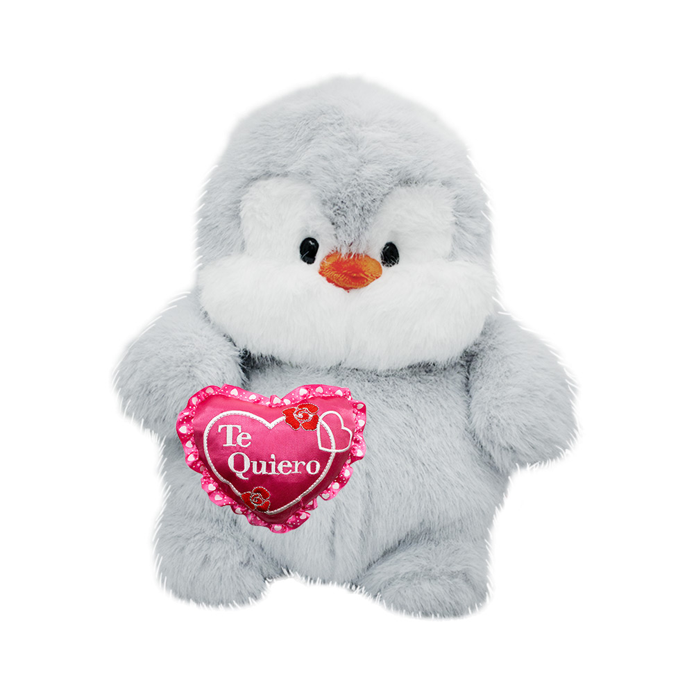 Hermoso Muñeco de Pingüino con Corazon Hechos a Mano de 32cm, Regalo de San Valentin, 14 de Febrero Te quiero Rosa