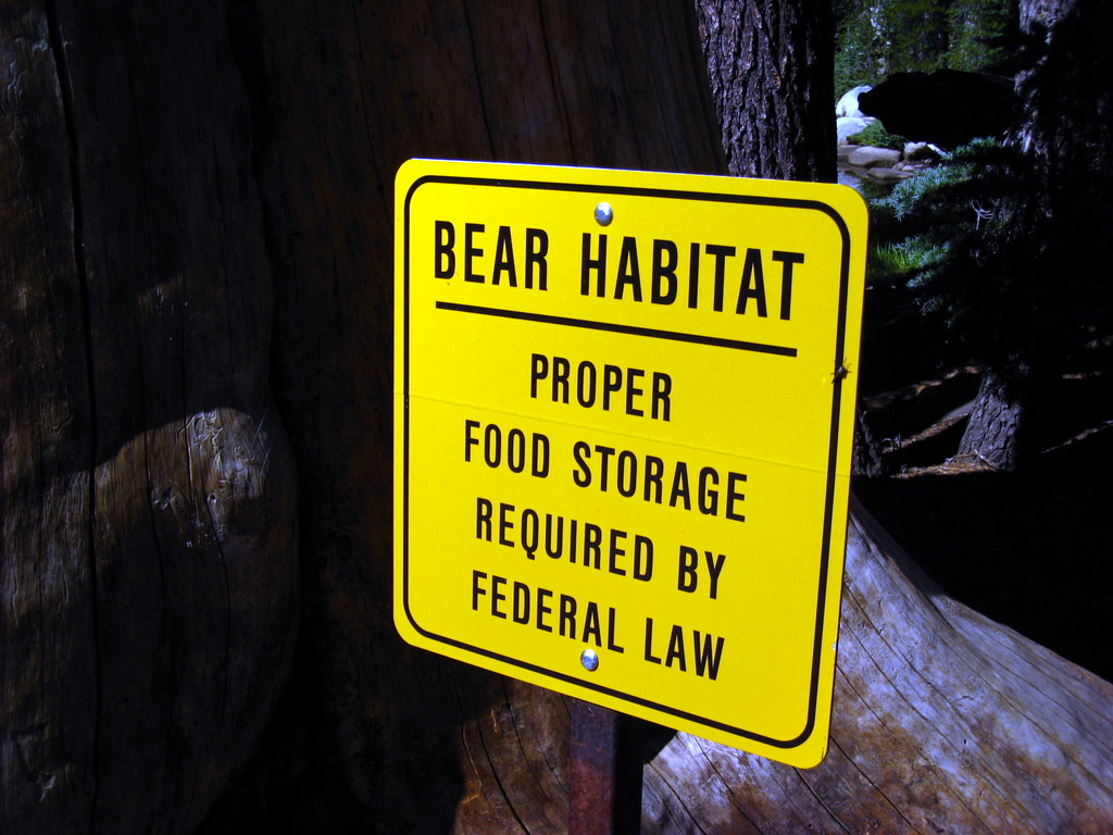 Bear habitat warning sign Bear habitat warning sign