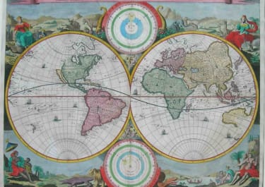 STOOPENDAAL'S ANTIQUE MAP OF THE WORLD  HAND COLOUR